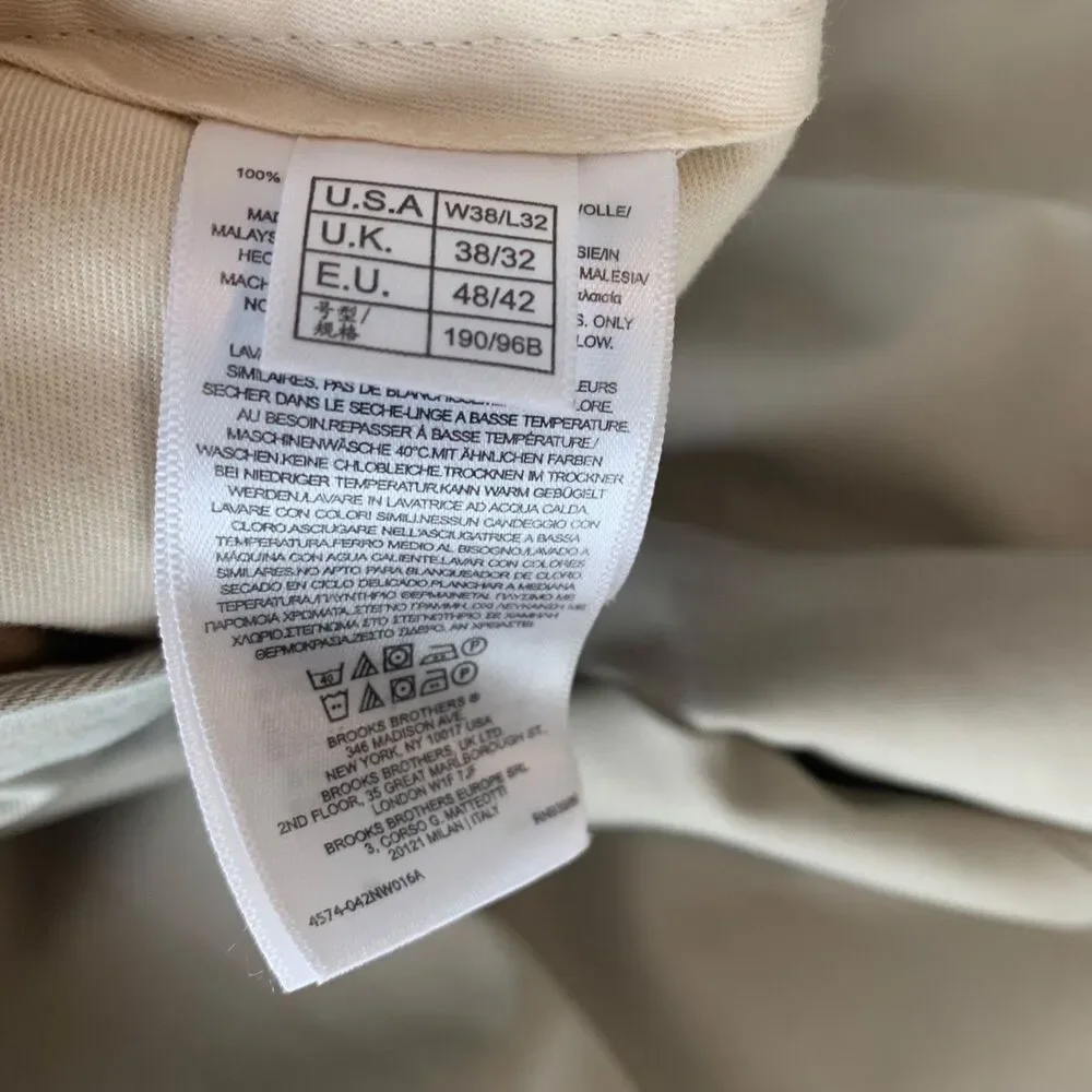 Brooks Brothers Mens Advantage Chino Elliot Preppy Office Khaki Pants 38x32